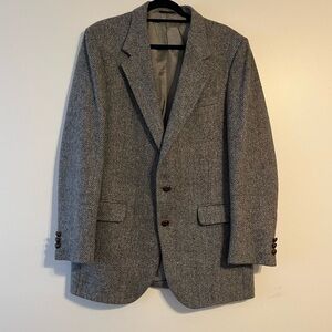 Christopher‎ Hayes Gray Herringbone Men’s Sport Coat Blazer brown buttons FLAWS